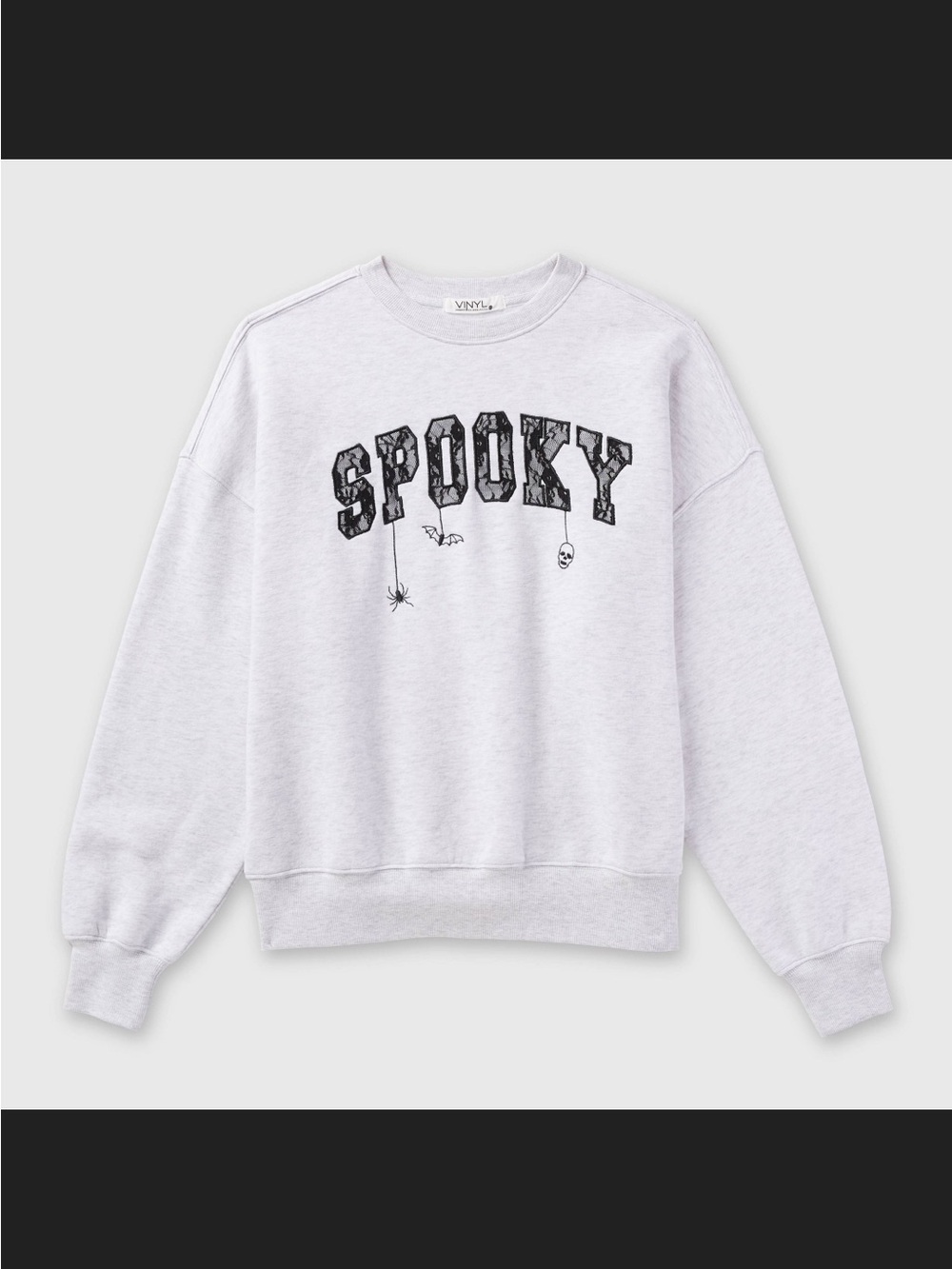 NWT Spooky Graphic Crewneck Sweater - Light Gray XXL